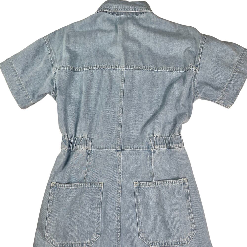 Free People We The Free Boho Light Denim Coverall Jumpsuit Defined Waist Women S - Picture 12 of 16